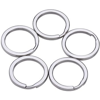304 Stainless Steel Keychain Clasp Findings, Ring, Stainless Steel Color, 32mm, Wire: 2mm