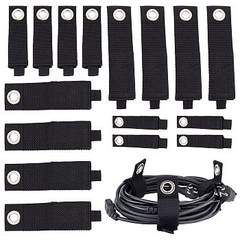 Heavy-Duty Wrap-It Storage Straps, Nylon Hook and Loop Extension Cord Organizer Hanger, Cord Wrap Keeper, Cable Straps, Black, 16pcs/set