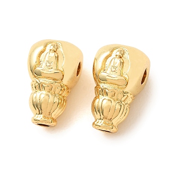 Buddhist Brass Beads, Gourd with Buddha, Rack Plating, Long-Lasting Plated, Golden, 12.5x7.5x7.5mm, Hole: 2mm