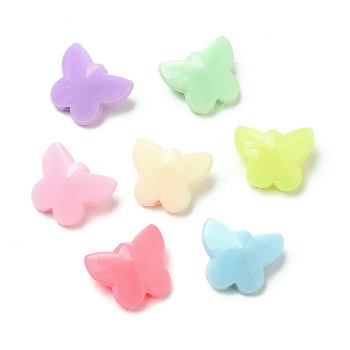 Opaque Acrylic Beads, Butterfly, Mixed Color, 12x14x7mm, Hole: 1.6mm, about 1111pcs/500g