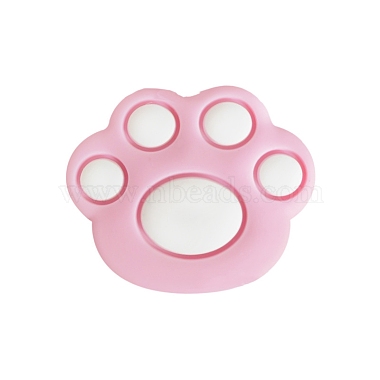 Pink Paw Print Silicone Beads