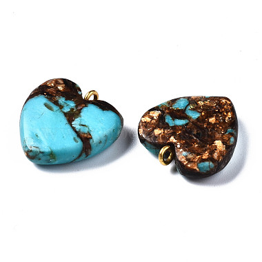 Pendentifs assemblés en bronzite et turquoise synthétique(G-T111-04C)-7