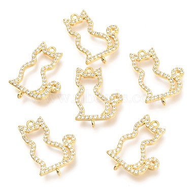 Real 18K Gold Plated Clear Cat Brass+Cubic Zirconia Links