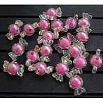 Acrylic Beads, Bead in Bead, AB Color, Candy, Hot Pink, 12x22x12mm, Hole: 3mm, about 375pcs/500g(MACR-WH0004-07)