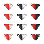 12 Sets 3 Colors Alloy Magnetic Clasps, for Pendants Making, Heart, Mixed Color, 10~10.5x15~15.5x6~6.5mm, Hole: 1.4~1.5mm, 4 sets/color(FIND-YS0001-17)