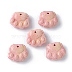 Natural Rainbow Alashan Agate Charms, Dyed, Paw Print Charms, Pink, 12~12.5x14~14.5x4~4.5mm, Hole: 1.2mm(G-G194-01C)