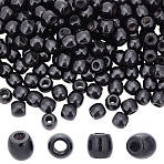 Wood European Beads, Large Hole Bead, Dyed, Barrel, Black, 11.5~12x10.5~11mm, Hole: 4.5~5mm(WOOD-WH0030-24)