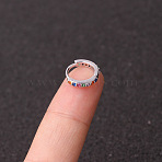 Brass Micro Pave Clear Cubic Zirconia Hoop Cartilage Earrings, Ring, Silver, 8mm(WGEB3ED-11)