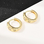 Sun Brass Micro Pave Clear Cubic Zirconia Hoop Earrings, Real 18K Gold Plated, 12.5x14x5mm(EJEW-D348-19G)