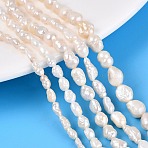 Natural Baroque Keshi Pearl Beads Strands, Cultured Freshwater Pearl Beads, Two Sides Polished, Creamy White, 3~13x2~7x1.5~6mm, Hole: 0.5mm, about 47~89pcs/strand, 15.16~15.94 inch(38.5~40.5cm)(PEAR-N031-01)