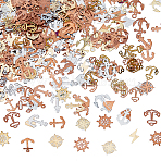 800Pcs 16 Style Ocean Theme Brass Nail Art Cabochons, Nail Art Charms for Women DIY Manicures Decoration Accessories, Mixed Patterns, 4~7.5x3~5.5x0.1mm, 50pcs/style(MRMJ-FH0001-22)