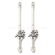 Tibetan Style Alloy Big Pendants, Cadmium Free & Lead Free, Halberd Charm, Antique Silver, 58x12x3mm, Hole: 1.5mm, about 263pcs/500g(FIND-G078-33F-AS)