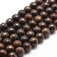 Natural Bronzite Beads Strands, Faceted, Round, 6mm, Hole: 1mm, about 61pcs/strand, 14.9 inch~15.1 inch(G-D840-18-6mm)