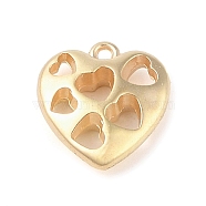 CCB Plastic Pendants, Heart with Hollow Heart, Golden, 26x24x7.5mm, Hole: 3mm(FIND-U003-02G)