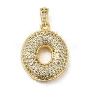 Brass Micro Pave Cubic Zirconia Pendants, Cadmium Free & Lead Free, Long-Lasting Plated, Real 18K Gold Plated, Letter O, 22.5x18x5.5mm, Hole: 4.5x3mm(KK-E061-03G-15)