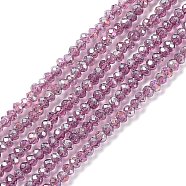 Electroplate Glass Beads Strands, AB Color Plated, Faceted Rondelle, Rosy Brown, 3x2mm, Hole: 0.5mm, about 145~150pcs/strand, 34~35cm(EGLA-R048-2mm-11)
