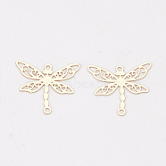 Brass Links connectors, Etched Metal Embellishments, Long-Lasting Plated, Dragonfly, Light Gold, 13x15x0.3mm, Hole: 1mm(KKC-S001-001KC)