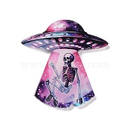 Halloween Theme Opaque Acrylic Pendants, Spaceship, 44.5x43.5x2.2mm, Hole: 1.6mm(SACR-Z006-04F)