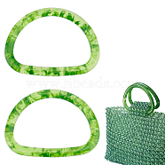 Resin Imitation Jade Bag Handles, D Shape, for Bag Replacement Accessories, Green, 9.2x12.4x1.1cm, Inner Diameter: 6.8x10cm, 2pcs/set(FIND-WH0128-03)