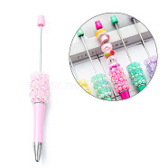 Plastic Beadable Pens, Ballpoint Pen, for DIY Pen Decoration, Rose, Pink, 142x17mm(X1-AJEW-S082-01A)