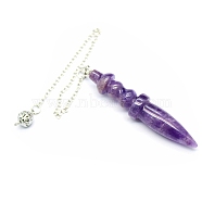 Natural Amethyst Dowsing Pendulum Big Pendants, Cone Charm, Reiki Wicca Witchcraft Balancing Pointed Pendant Pendulum, 885mm(PW-WG71136-03)