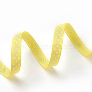 Polka Dot Ribbon Grosgrain Ribbon, Yellow, three points on an oblique line, about 3/8 inch(10mm) wide, 50yards/roll(45.72m/roll)(RC10mm-15)