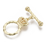 Brass Toggle Clasps, Nickel Free, Crown, Real 18K Gold Plated, 30.5mm, Bar: 23.5x6x4mm, hole: 1.6mm, Crown: 23x14x4.5mm, hole: 1.6mm, Jump Ring: 5x1mm(KK-S354-218-NF)
