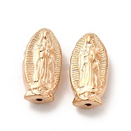 Alloy Beads, Oval with Virgin Mary Pattern, Light Gold, 18x9x5mm, Hole: 1.2mm(FIND-G048-34KCG)