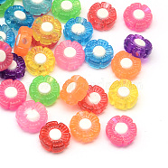 Transparent Flower Acrylic Beads, Bead in Bead, Mixed Color, 9~10x10x4mm, Hole: 2mm(X-TACR-Q007-04)