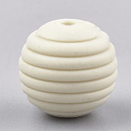 Food Grade Eco-Friendly Silicone Beads, Beehive Beads, Chewing Beads For Teethers, DIY Nursing Necklaces Making, Round, Beige,15x14mm, Hole: 2mm(X-SIL-T050-05L)