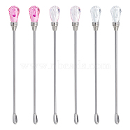 6Pcs 3 Colors Stainless Steel Sealing Wax Mixing Stirrers, Acrylic Head Melting Spoon, Mixed Color, 103x9mm, 2pcs/color(STAS-UN0040-05)
