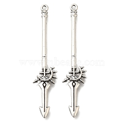 Tibetan Style Alloy Big Pendants, Cadmium Free & Lead Free, Halberd Charm, Antique Silver, 58x12x3mm, Hole: 1.5mm, about 263pcs/500g(FIND-G078-33F-AS)