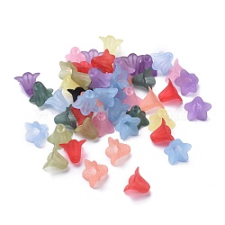 Mixed Color Transparent Acrylic Frosted Flower Beads, 17.5x12mm, Hole: 1.5mm(X-PLF018)