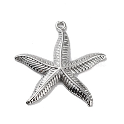 Non-Tarnish 304 Stainless Steel Pendants, Starfish Charm, Stainless Steel Color, 29x27.5x2.5mm, Hole: 1.5mm(STAS-M323-32P)