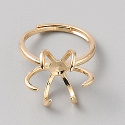 Brass Adjustable Ring Findings, Prong Ring Settings, Real 14K Gold Plated, US Size 6(16.5mm), Tray: 16x10.5mm(KK-WH20007-01B)