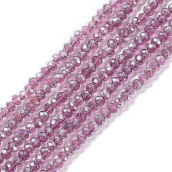 Electroplate Glass Beads Strands, AB Color Plated, Faceted Rondelle, Rosy Brown, 2.9~3.3x2mm, Hole: 0.5mm, about 145~150pcs/strand, 34~35cm(EGLA-R048-2mm-11)