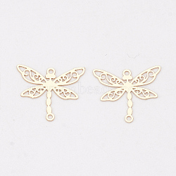 Brass Links connectors, Etched Metal Embellishments, Long-Lasting Plated, Dragonfly, Light Gold, 13x15x0.3mm, Hole: 1mm(KKC-S001-001KC)