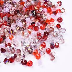Czech Glass Beads, Faceted, Bicone, Red, 4x3.5~4mm, Hole: 1mm, about 720pcs/bag(GLAA-I045-01B-02)