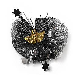 New Year's party Iron Hair Clip, Mesh, PET and Gold Onion Cloth Hair Accessories, 80x80x16mm(OHAR-R102-01D)