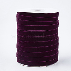 Single Face Velvet Ribbon, Medium Violet Red, 3/8 inch(9.5~10mm), about 50yards/roll(45.72m/roll)(SRIB-T004-01-05)