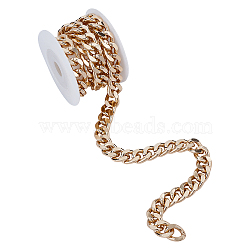 1m Aluminum Curb Chain, Unwelded, with Spool, Light Gold, 16.5x13x6mm, 3.28 Feet(1m)/roll(CHA-CA0001-07)