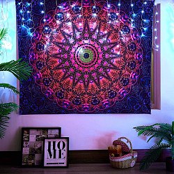 Black Light Boho Mandala Wall Tapestry, Glow in the Dark Trippy Tapestry, for Psychedelic Neon Party Wall, Bedroom, Living Room, Fuchsia, 51.2"x59.1"(150x130cm)(JX154F)