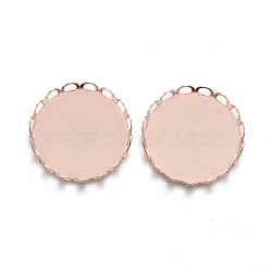 304 Stainless Steel Cabochon Settings, Lace Edge Bezel Cups, Flat Round, Rose Gold, Tray:20mm, 21x3mm(STAS-P249-16C-RG)