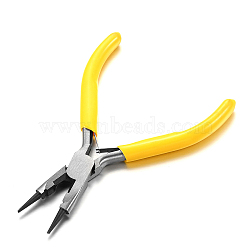 Carbon Steel Pliers, Jewelry Making Supplies, Round Nose Pliers, Yellow(TOOL-PW0004-03C)