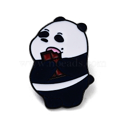 Black Alloy Brooches, Enamel Pins, Panda, 27x19x1.4mm(JEWB-C032-06B-EB)