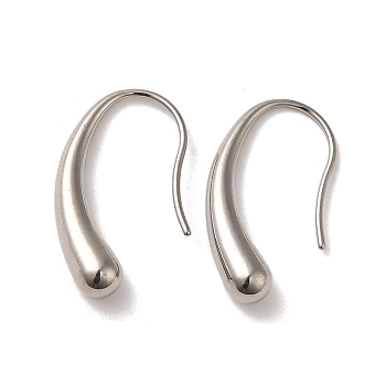 304 Stainless Steel Teardrop Dangle Earrings, Stainless Steel Color, 23x5mm