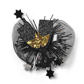 New Year's party Iron Hair Clip, Mesh, PET and Gold Onion Cloth Hair Accessories, 80x80x16mm