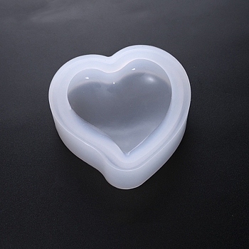 Silicone Molds, Resin Casting Molds, For UV Resin, Epoxy Resin Jewelry Making, Heart, White, 7.5x7.3x2.25cm