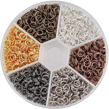 Iron Split Rings Sets, Mixed Color, 5x0.7mm, about 4.3mm inner diameter, about 1300pcs/box