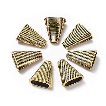 Tibetan Style Bead Cones, Triangle, Cadmium Free & Nickel Free, Antique Golden, 23x19x9mm, Hole: 4x2mm, Inner Size: 15x7mm